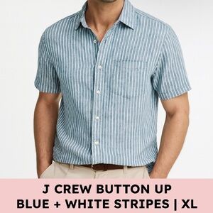 J.Crew Mercantile Cotton Button-Up Shirt Blue White Striped Classic Preppy XL